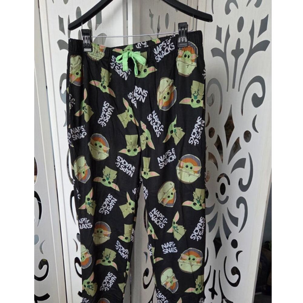 Star Wars Large Grogu Baby Yoda Pajama Pants Naps & Snacks Lounge Nwot Bottoms